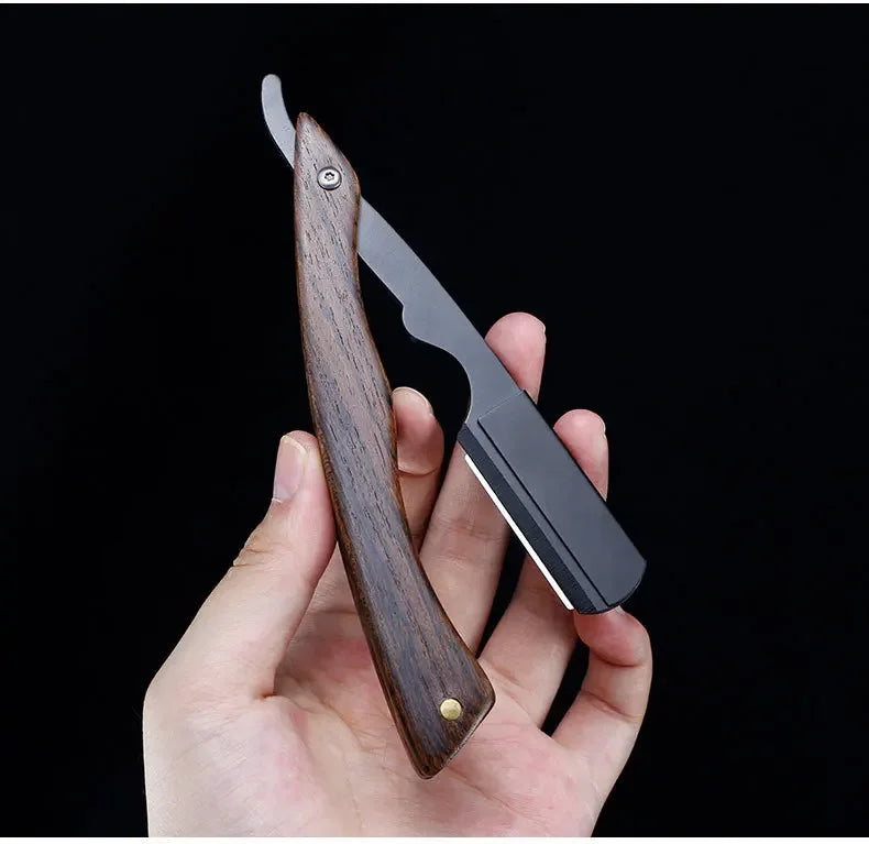 1pcs wood handle blade shaving razors professional barber shaver eyebrow razor men's replaceable blade shaving razor men gift