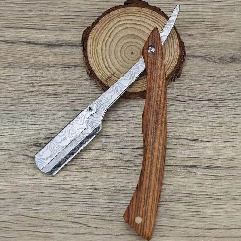 1pcs wood handle blade shaving razors professional barber shaver eyebrow razor men's replaceable blade shaving razor men gift