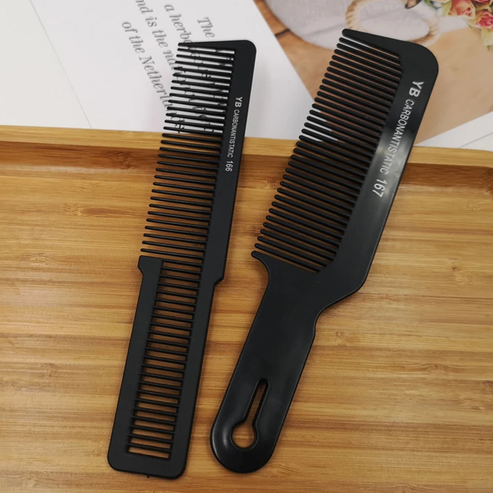 Black Flattop Hair Cutting Comb Wide Tooth Men Cut Hair Brush Professional Salon Barber Hair Clipper Hairdressing Carbon Combs