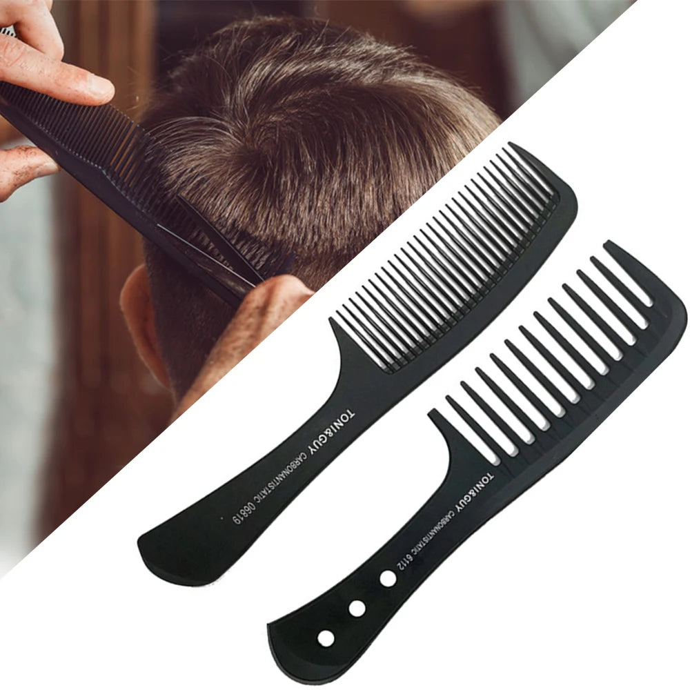 Black Flattop Hair Cutting Comb Wide Tooth Men Cut Hair Brush Professional Salon Barber Hair Clipper Hairdressing Carbon Combs
