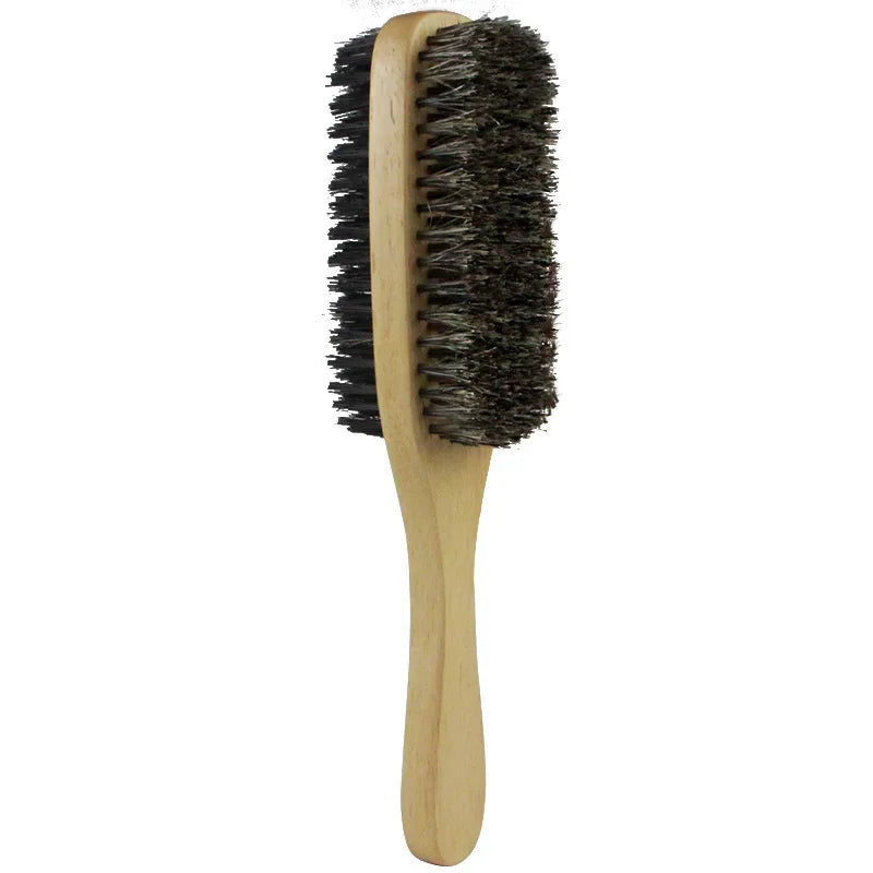 Men Boar Bristle Hair Brush Natural Wooden Wave Brush for Male, Styling Beard Hairbrush for Short,Long,Thick,Curly,Wavy Hair