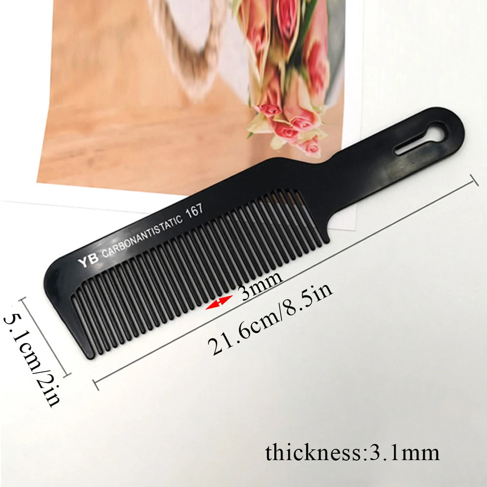 Black Flattop Hair Cutting Comb Wide Tooth Men Cut Hair Brush Professional Salon Barber Hair Clipper Hairdressing Carbon Combs