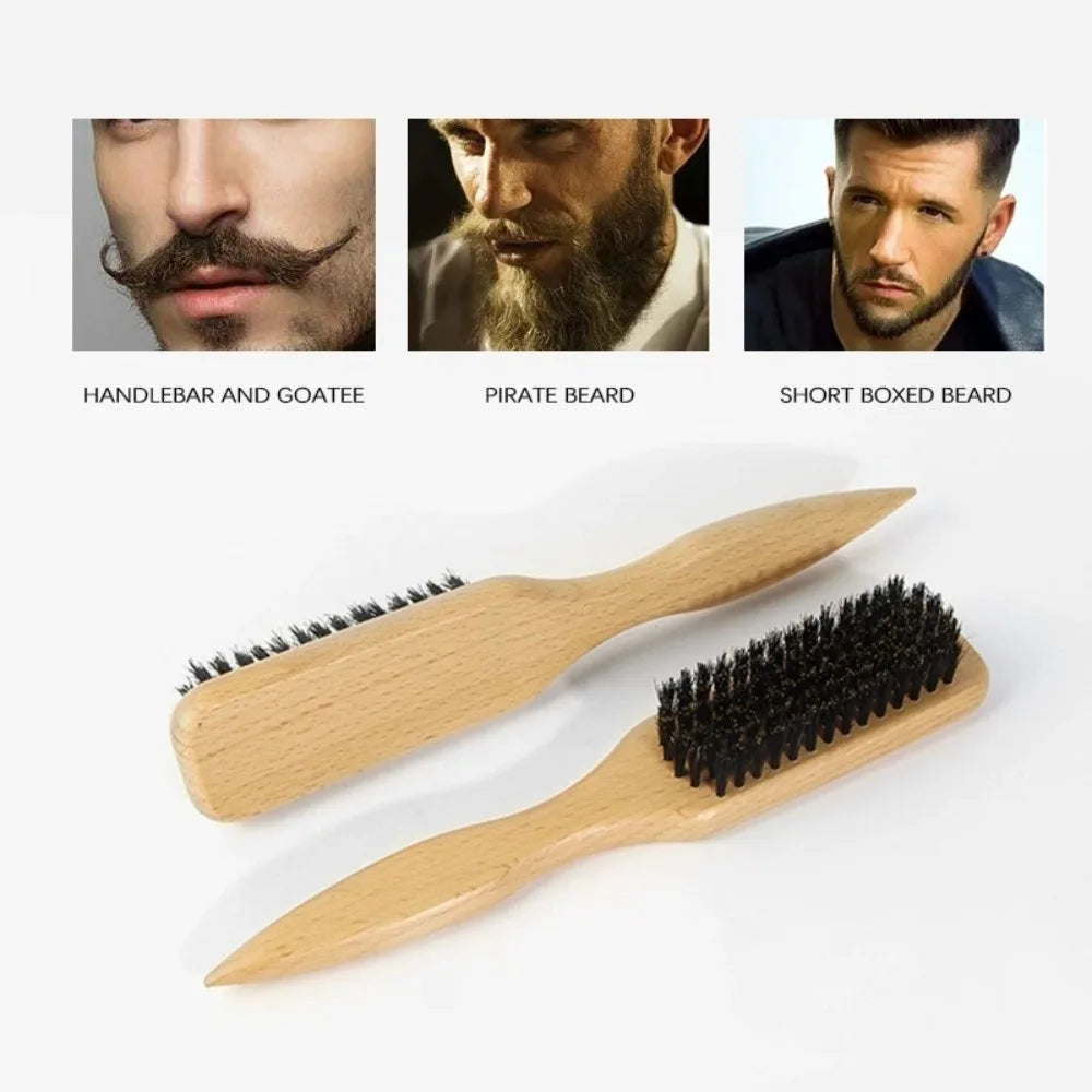 Boar Bristle Hair Brush Women Bamboo Styling Comb Men Beard`Brush Teasing Combs Barber Cleaning Brush Salon Hairdressing Tools