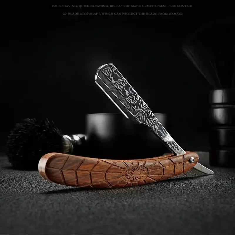 1pcs wood handle blade shaving razors professional barber shaver eyebrow razor men's replaceable blade shaving razor men gift