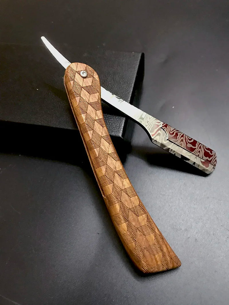 1pcs wood handle blade shaving razors professional barber shaver eyebrow razor men's replaceable blade shaving razor men gift