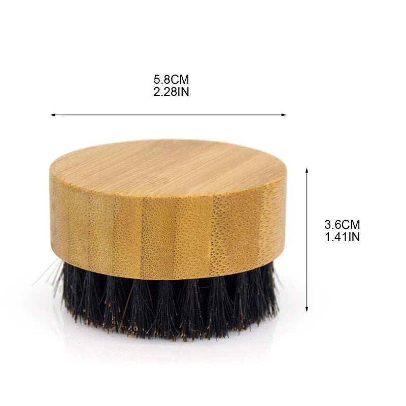Q1QD Round Handle Beard & Mustache Brush Hair Boar Bristle Beard Brush Massage Comb Men Beard Grooming Tool