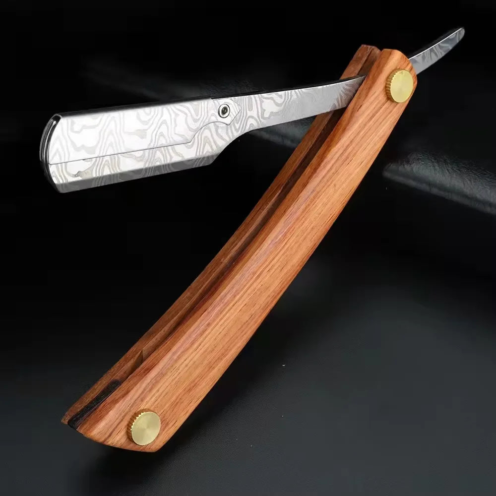 1pcs wood handle blade shaving razors professional barber shaver eyebrow razor men's replaceable blade shaving razor men gift