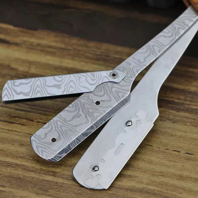 1pcs wood handle blade shaving razors professional barber shaver eyebrow razor men's replaceable blade shaving razor men gift
