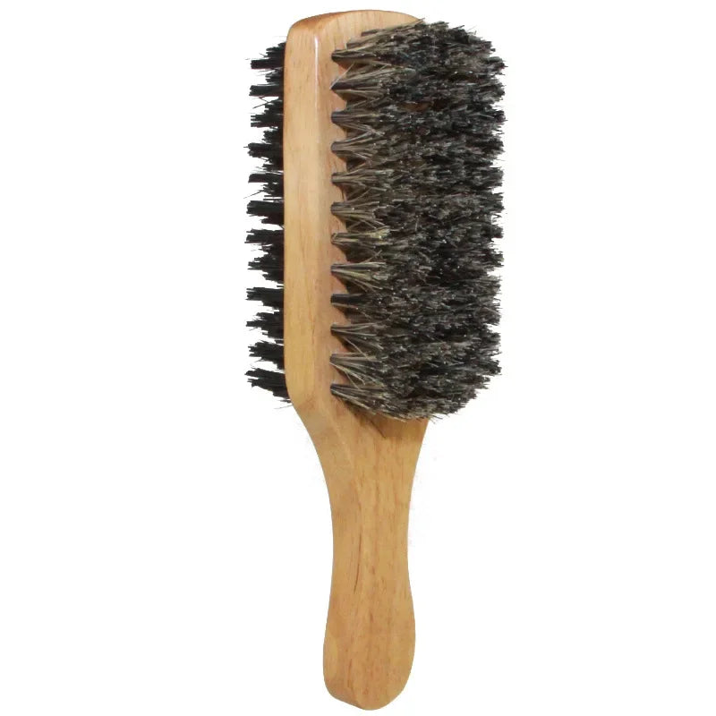 Men Boar Bristle Hair Brush Natural Wooden Wave Brush for Male, Styling Beard Hairbrush for Short,Long,Thick,Curly,Wavy Hair