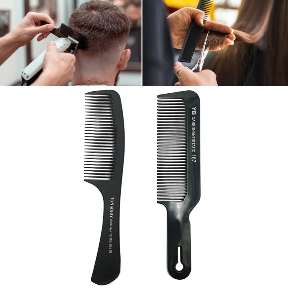 Black Flattop Hair Cutting Comb Wide Tooth Men Cut Hair Brush Professional Salon Barber Hair Clipper Hairdressing Carbon Combs