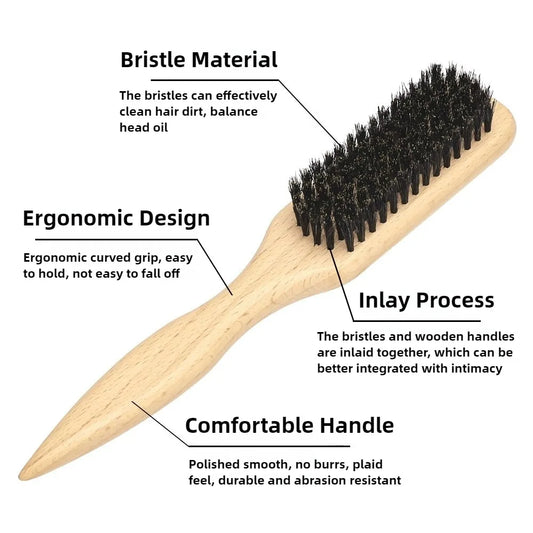 Boar Bristle Hair Brush Women Bamboo Styling Comb Men Beard`Brush Teasing Combs Barber Cleaning Brush Salon Hairdressing Tools